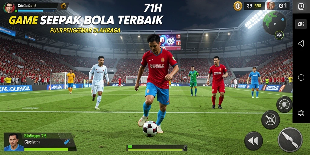 Tangkapan layar gameplay 71H menampilkan aksi seru di lapangan sepak bola.