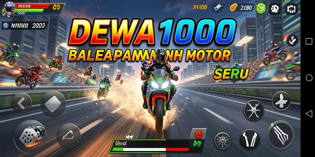 Screenshot gameplay DEWA1000 menampilkan adrenalin balapan yang seru.
