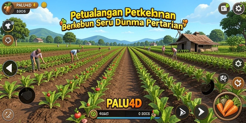 Tangkapan layar gameplay PALU4D menunjukkan aktivitas bertani yang menyenangkan.